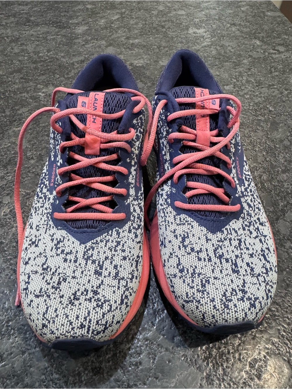 Brooks Women's Navy and Pink Knit Running Shoes - Picture 4 of 7